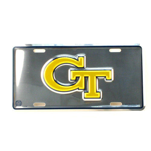 Georgia Tech Yellow Jackets Car Truck Tag License Plate Chrome Ramblin' Wreck