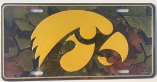 Iowa Hawkeyes Car Truck Tag License Plate Metal University Sign Camo