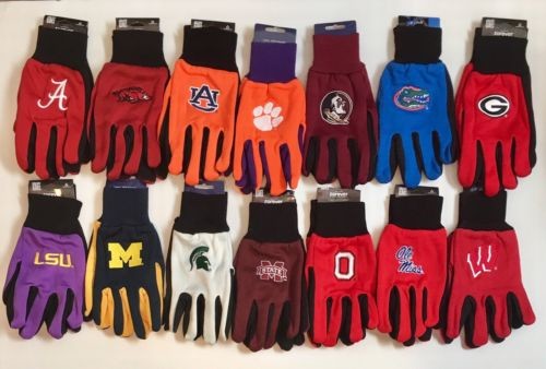 College Sport Utility Work Play Gloves Ncaa No Slip Grip Adult Pick Your Team