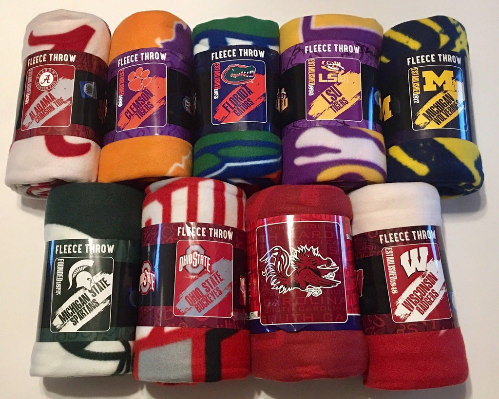 NCAA Soft Fleece Throw 50"X 60" Blanket New College Football Pick Your Team