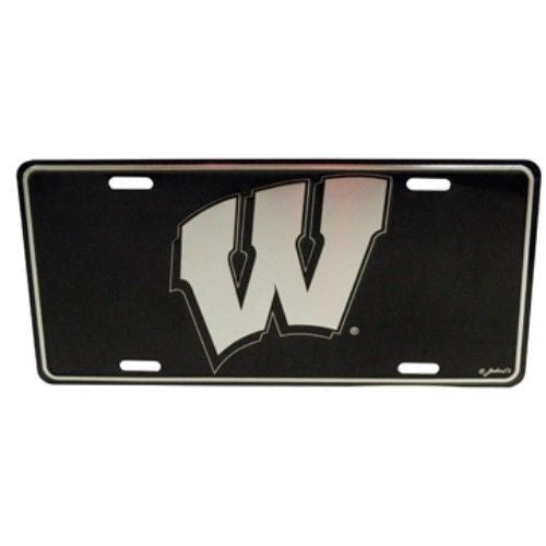 Wisconsin Badgers Elite Car Truck Tag License Plate Black Metal Sign University