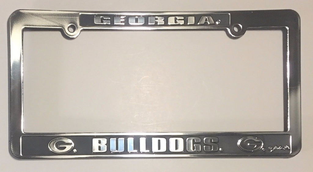 GEORGIA BULLDOGS CAR TRUCK TAG LICENSE PLATE FRAME UGA UNIVERSITY SILVER BLACK
