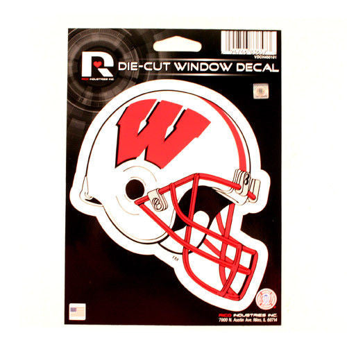 WISCONSIN BADGERS HELMET WINDOW DECAL 5.25" X 6.25" STICKER CAR TRUCK DIE-CUT