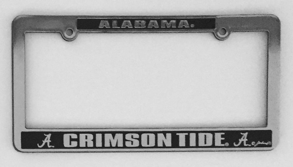 ALABAMA CRIMSON TIDE CAR TRUCK TAG LICENSE PLATE FRAME UNIVERSITY SILVER BLACK