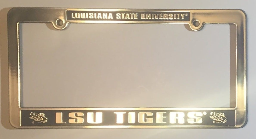 Lsu Tigers License Plate Tag Frame Silver & Black