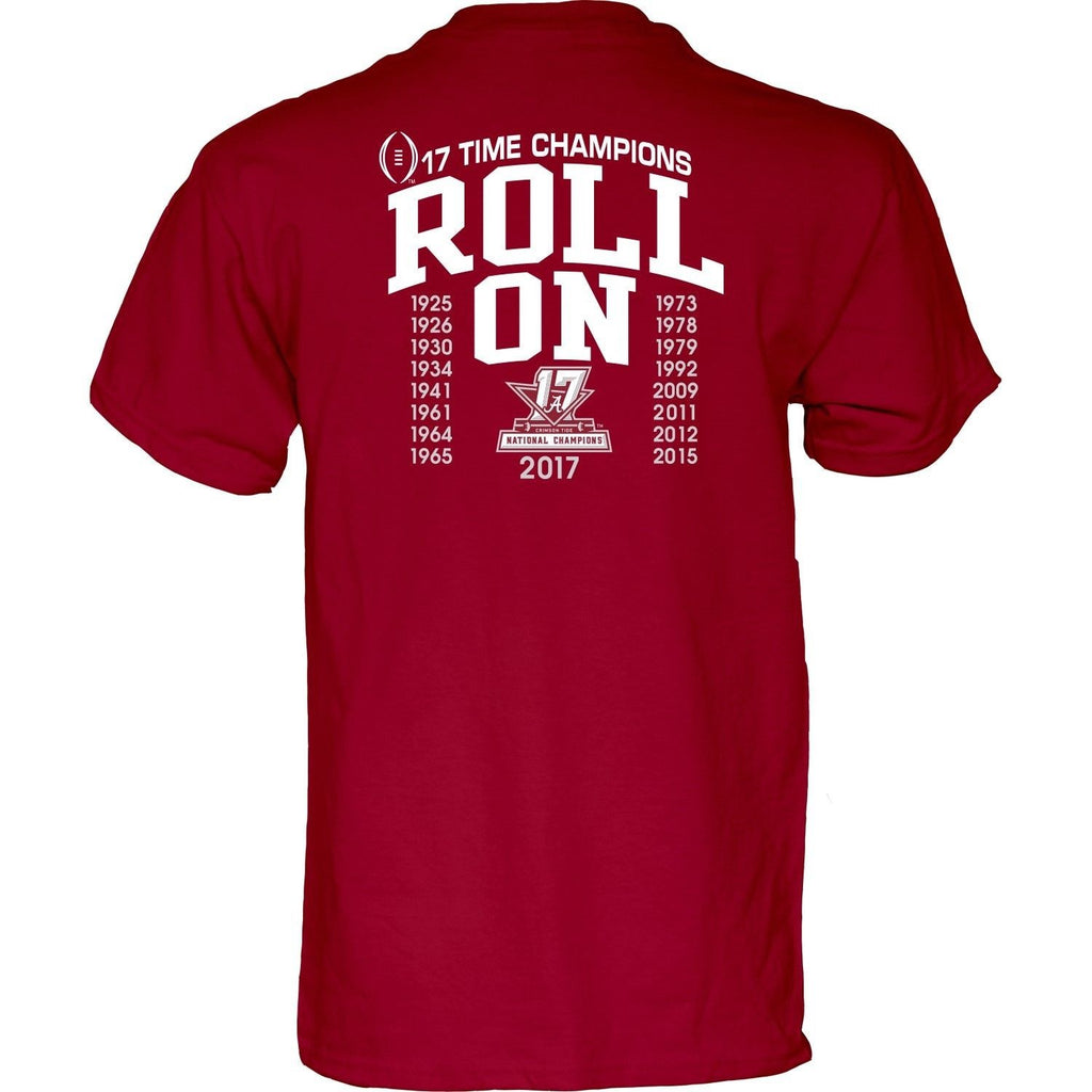 Alabama National Champions 2017 Short Sleeve Ncaa Double Sided T-Shirt Football