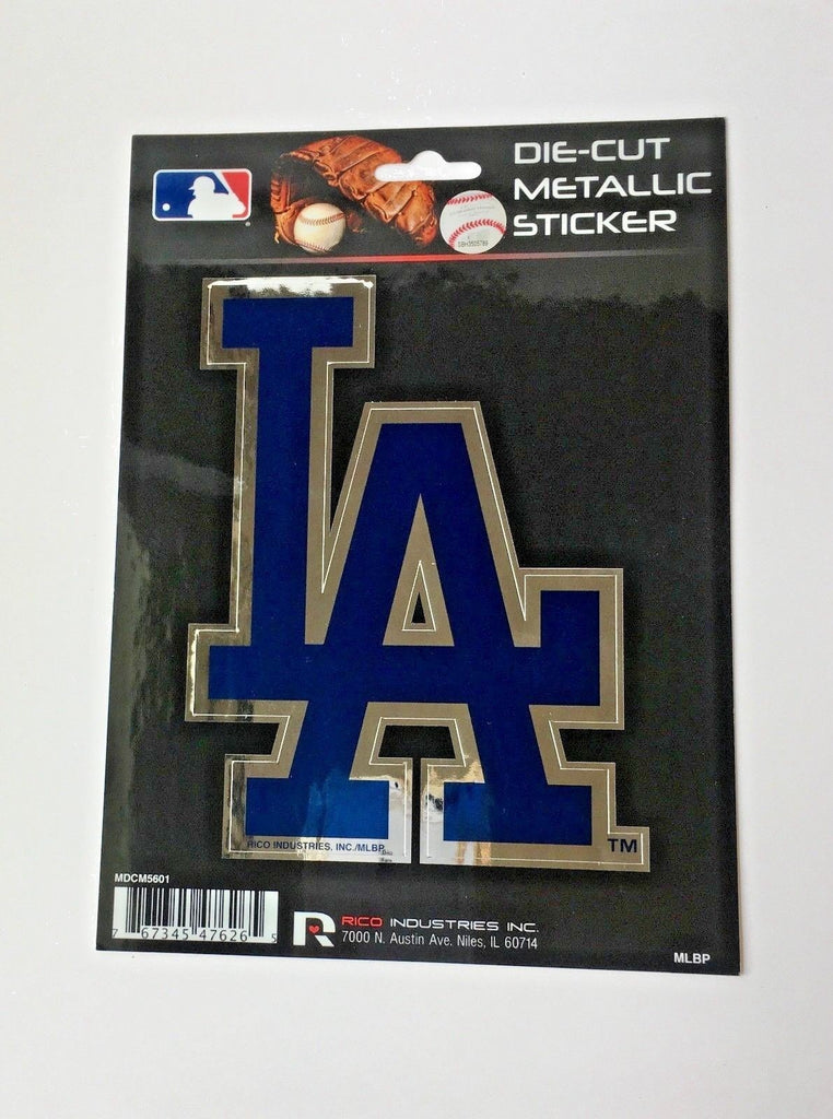 LOS ANGELES DODGERS WINDOW DECAL 5.25"X 6.25" DIE CUT METALLIC STICKER LA LOGO