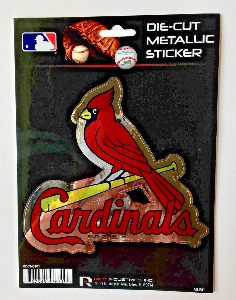 ST. LOUIS CARDINALS WINDOW DECAL 5.25"X 6.25" DIE CUT METALLIC STICKER LOGO CAR