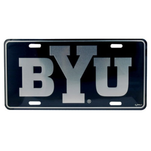 Byu Cougars License Plate Elite Silver Black