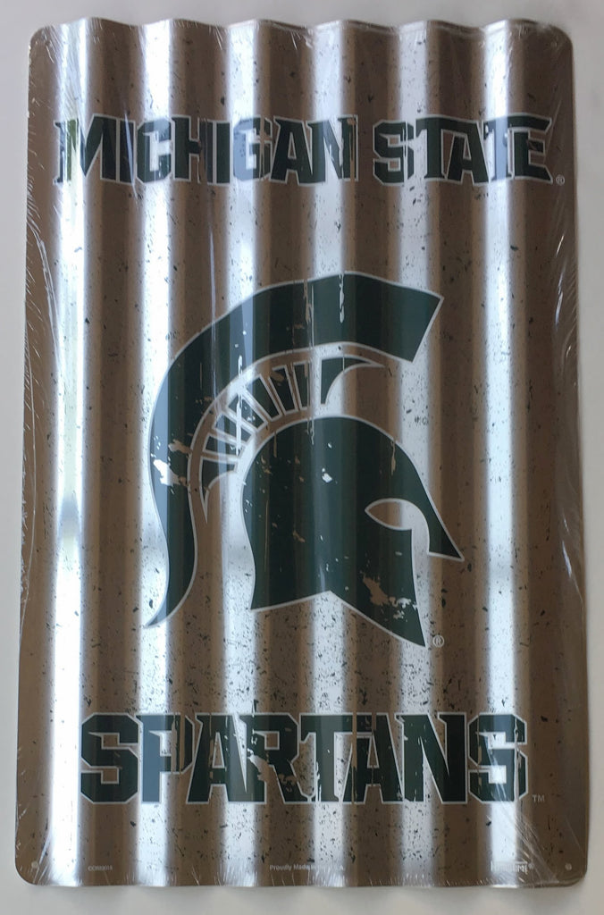 Michigan State Spartans Corrugated Metal Sign 12 X 18"