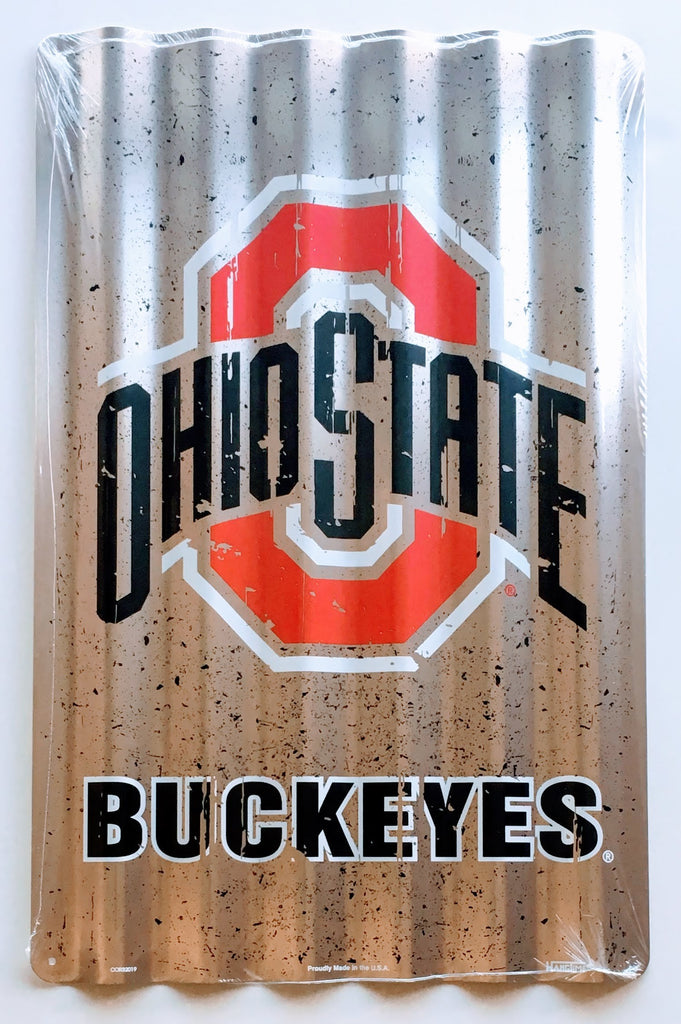 Ohio State Buckeyes Corrugated Metal Sign 12 X 18"