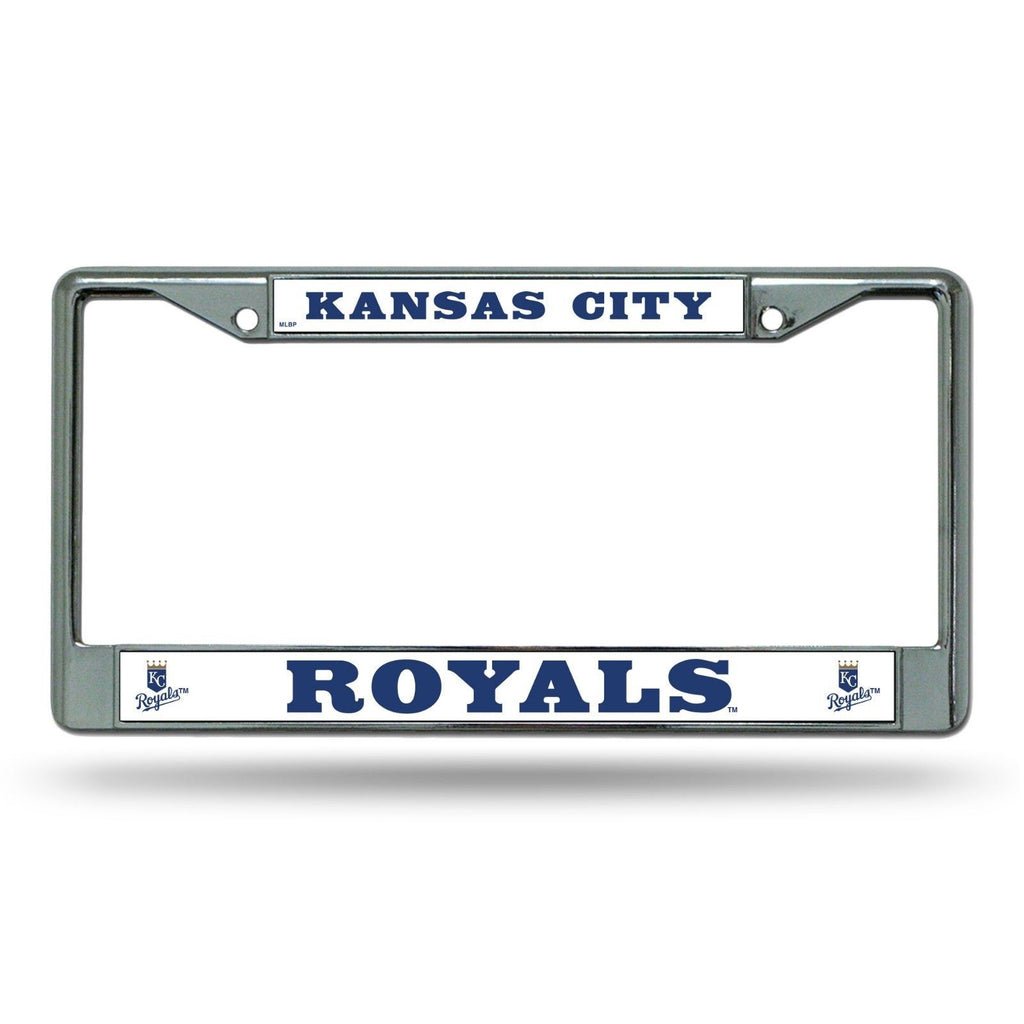Kansas City Royals Car Truck Tag Metal License Plate Frame Chrome White Mlb