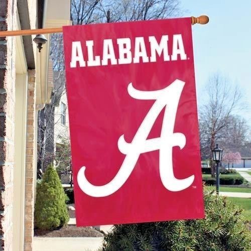 ALABAMA CRIMSON TIDE APPLIQUE EMBROIDERED 2 SIDED OVERSIZED HOUSE FLAG IN/OUTDR