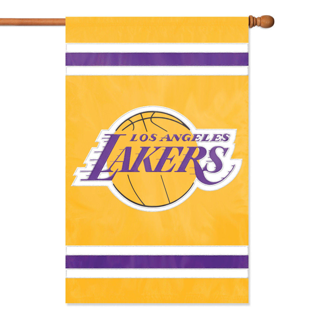 LOS ANGELES LAKERS APPLIQUE BANNER HOUSE FLAG OUTDOOR 44" X 28" OVERSIZED LA