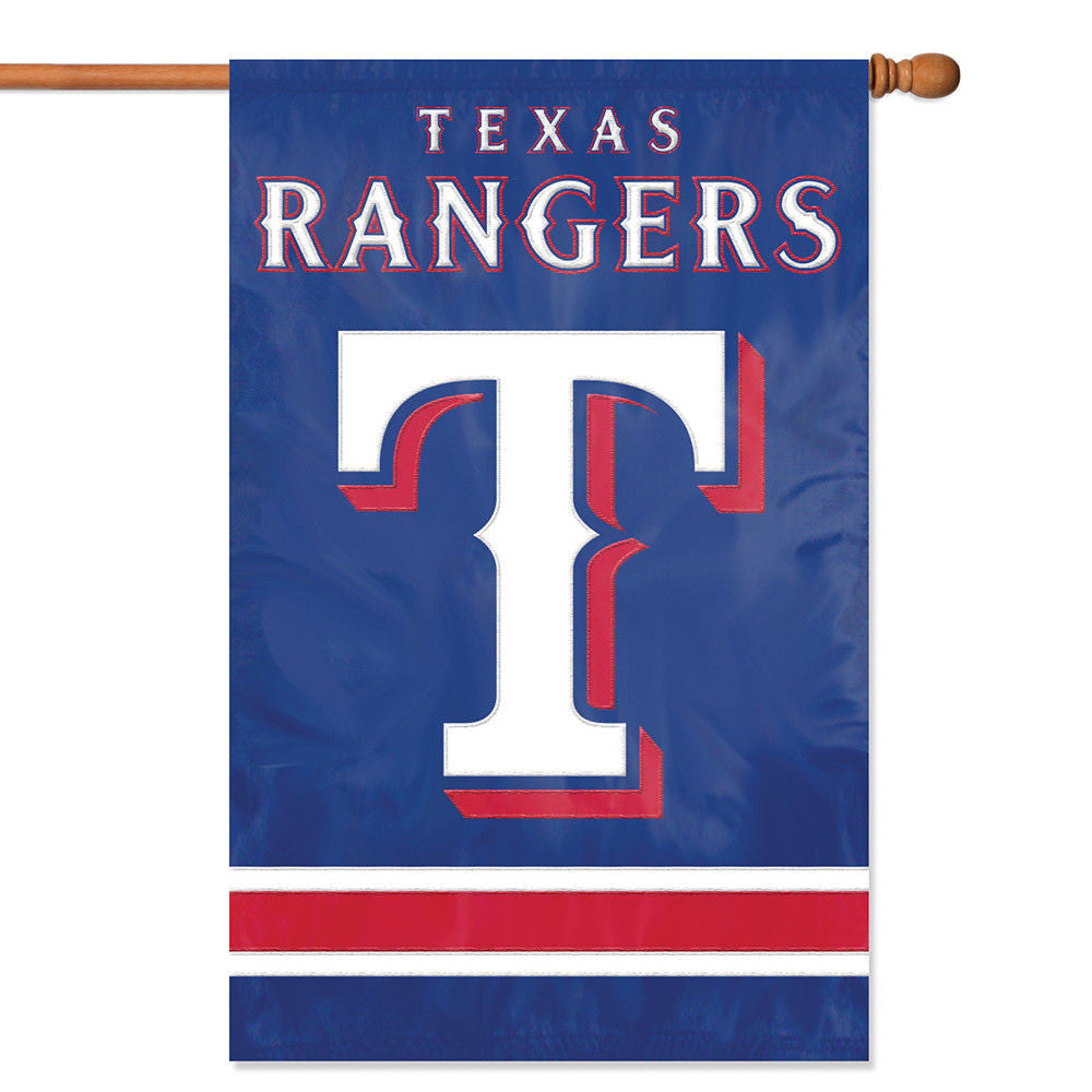Texas Rangers Applique Banner House Flag Outdoor 44"X28" Oversized Sign Man Cave
