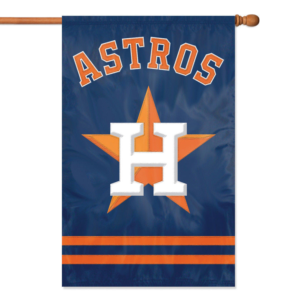 Houston Astros Applique Banner House Flag Outdoor 44" X 28" Oversized Man Cave