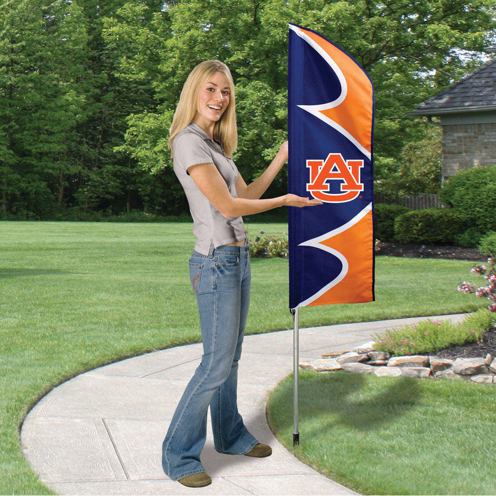 Auburn Tigers Tide 6 Foot Tall Flag Steel Pole Banner Swooper Double Sided Ncaa