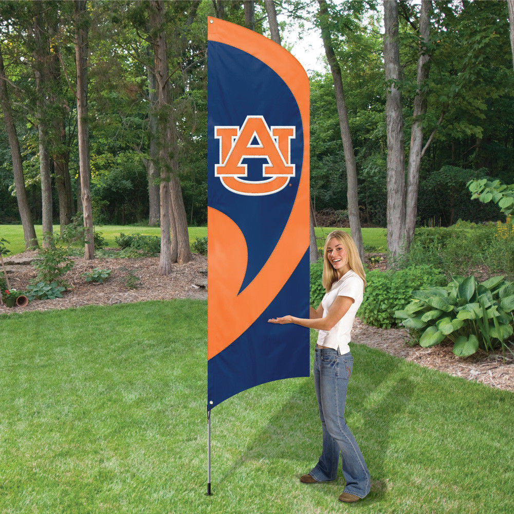 AUBURN TIGERS 8.5 FOOT TALL TEAM FLAG 11.5' POLE SIGN BANNER UNIVERSITY APPLIQUE