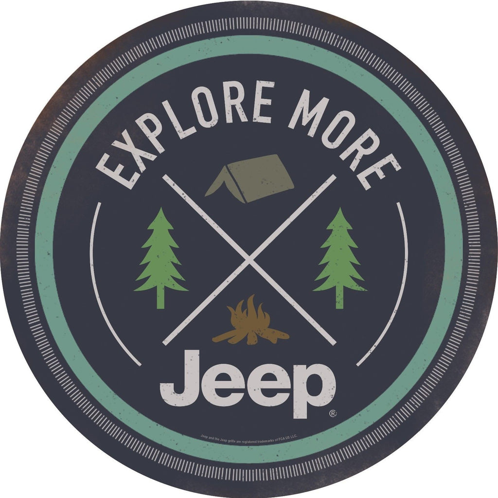 Jeep Explore More Round Metal Embossed Sign 12