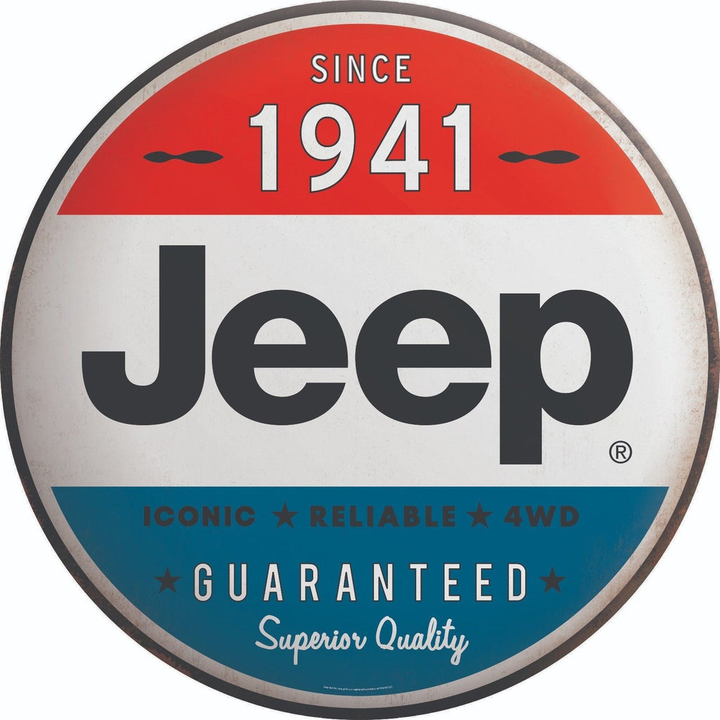 Jeep Since 1941 Embossed Metal Domed Button Sign 24