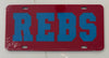 OLE MISS REBELS LASER CAR TAG RED WITH POWDER BLUE REBS ACRYLIC