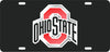 OHIO STATE BUCKEYES CAR TAG BLACK W/ RED BLACK OHIO STATE LOGO SILVER TRIM LASER CUT ACRYLIC