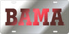 Alabama Crimson Tide Mirror Car Tag Silver W/ Red Bama Laser Cut License Plate