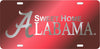 Alabama Crimson Tide Mirror Car Tag Red W/ Silver Sweet Home Alabama Laser Cut