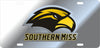 Southern Miss Golden Eagles Mirror Acrylic Car Tag Silver W/ Domed Eagle Logo