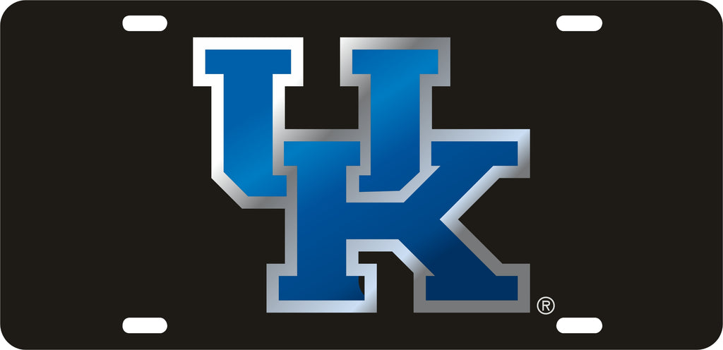 Kentucky Wildcats Mirror Acrylic Car Tag Black W/ Blue Silver Uk Logo Laser Cut Inlaid