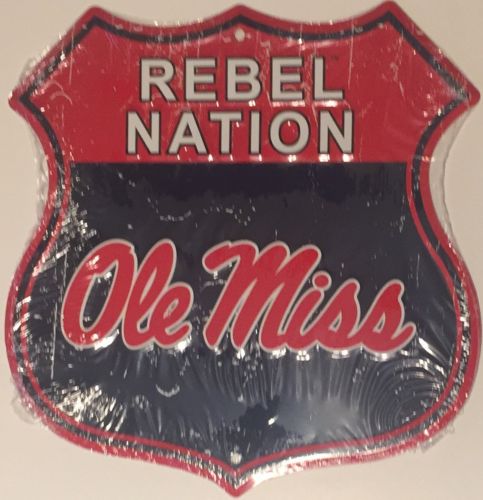 Ole Miss Rebels Shield Rebel Nation Metal Sign