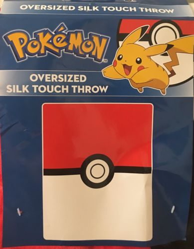Pokemon Silk Touch Oversized Throw Blanket   Red & White Gotta Catch 'Em All!