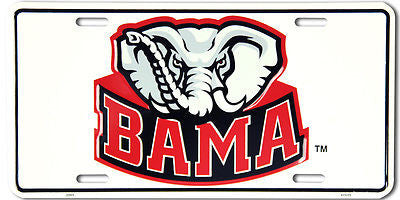 ALABAMA CRIMSON TIDE CHROME LICENSE PLATE FRAME ALL OVER TAG COVER AUTO AFC