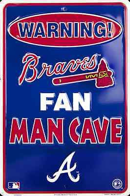 Atlanta Braves Sign Warning Braves Fan Man Cave Metal Parking Sign