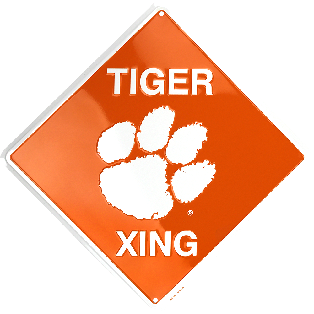 Clemson Tigers 12 X 12" Metal Embossed Tiger Xing Crossing Sign University