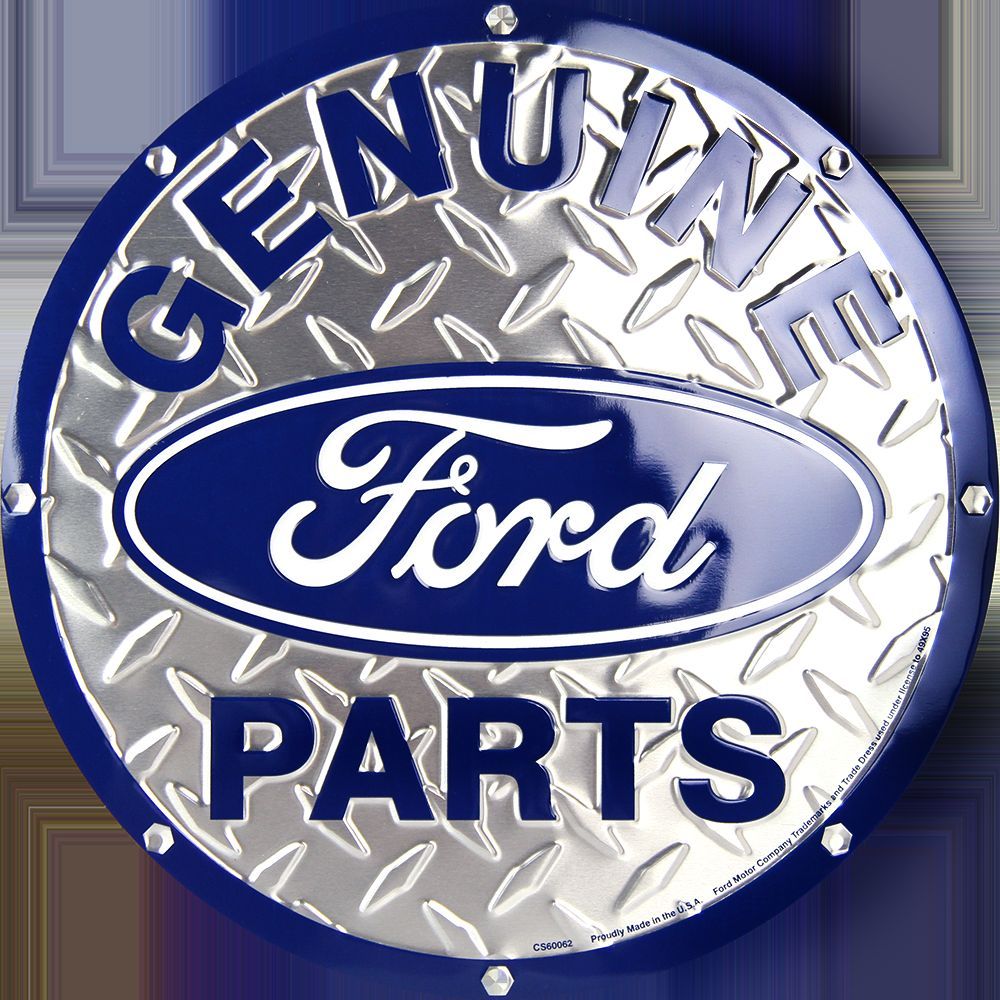 Ford Genuine Parts 12" Round Diamond Tin Embossed Sign