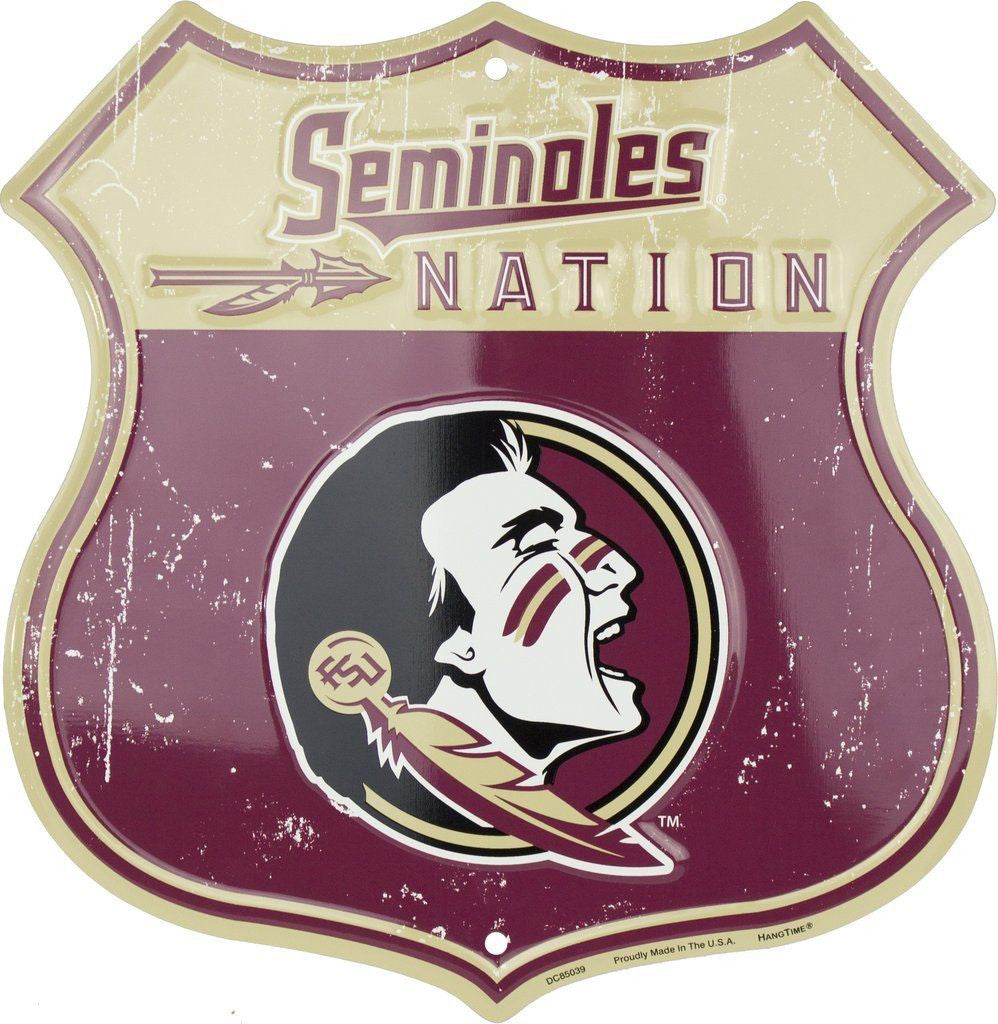 Florida State University Shield Seminoles Nation Metal Sign