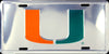 Miami Hurricanes Chrome License Plate