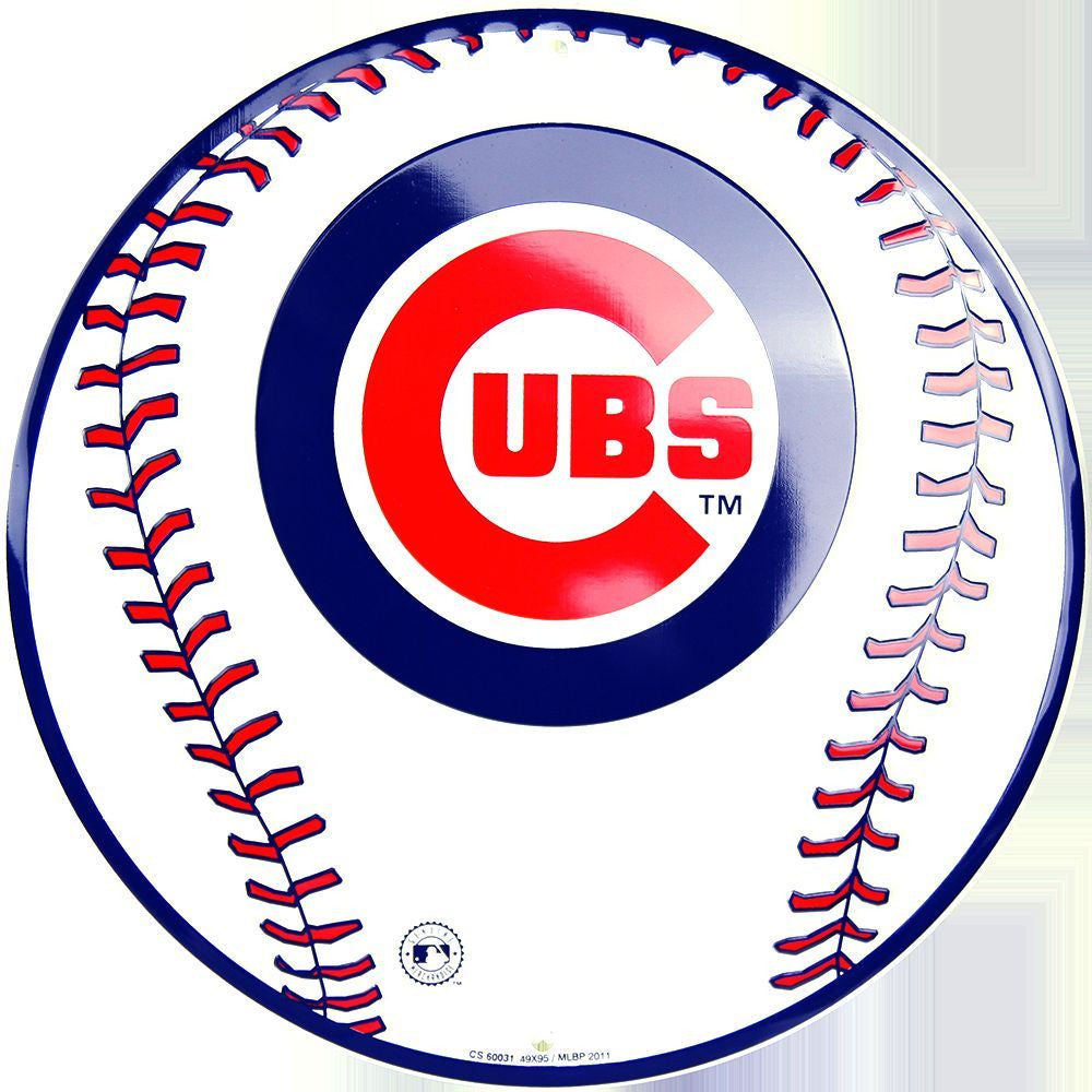 Chicago Cubs Round Metal Baseball Sign