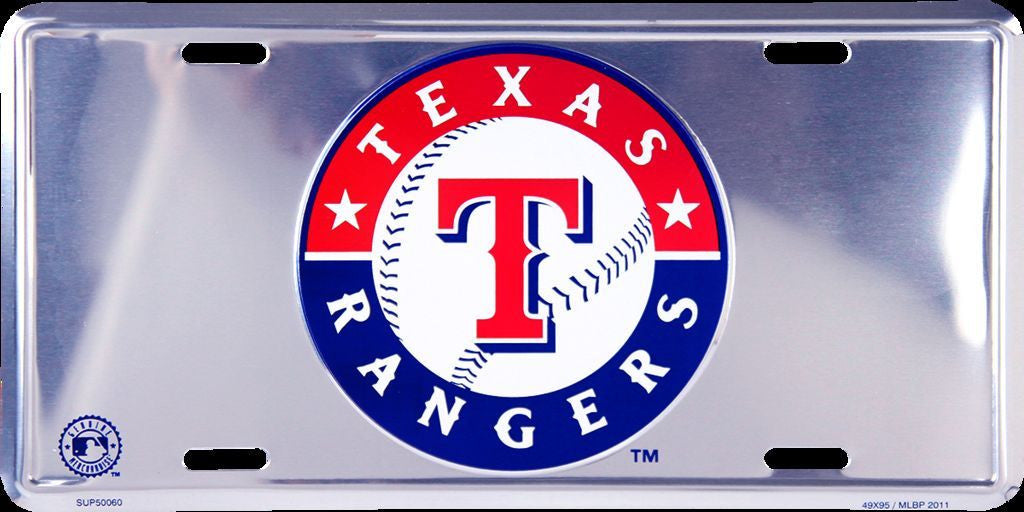 Texas Rangers Chrome License Plate