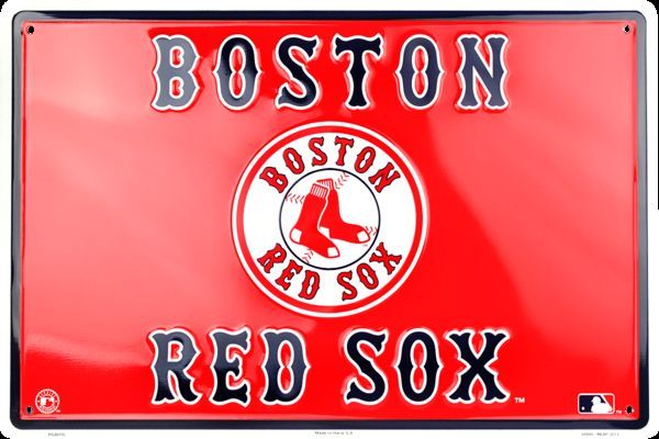 Boston Red Sox Embossed Metal Sign Red Pair Of Socks Large