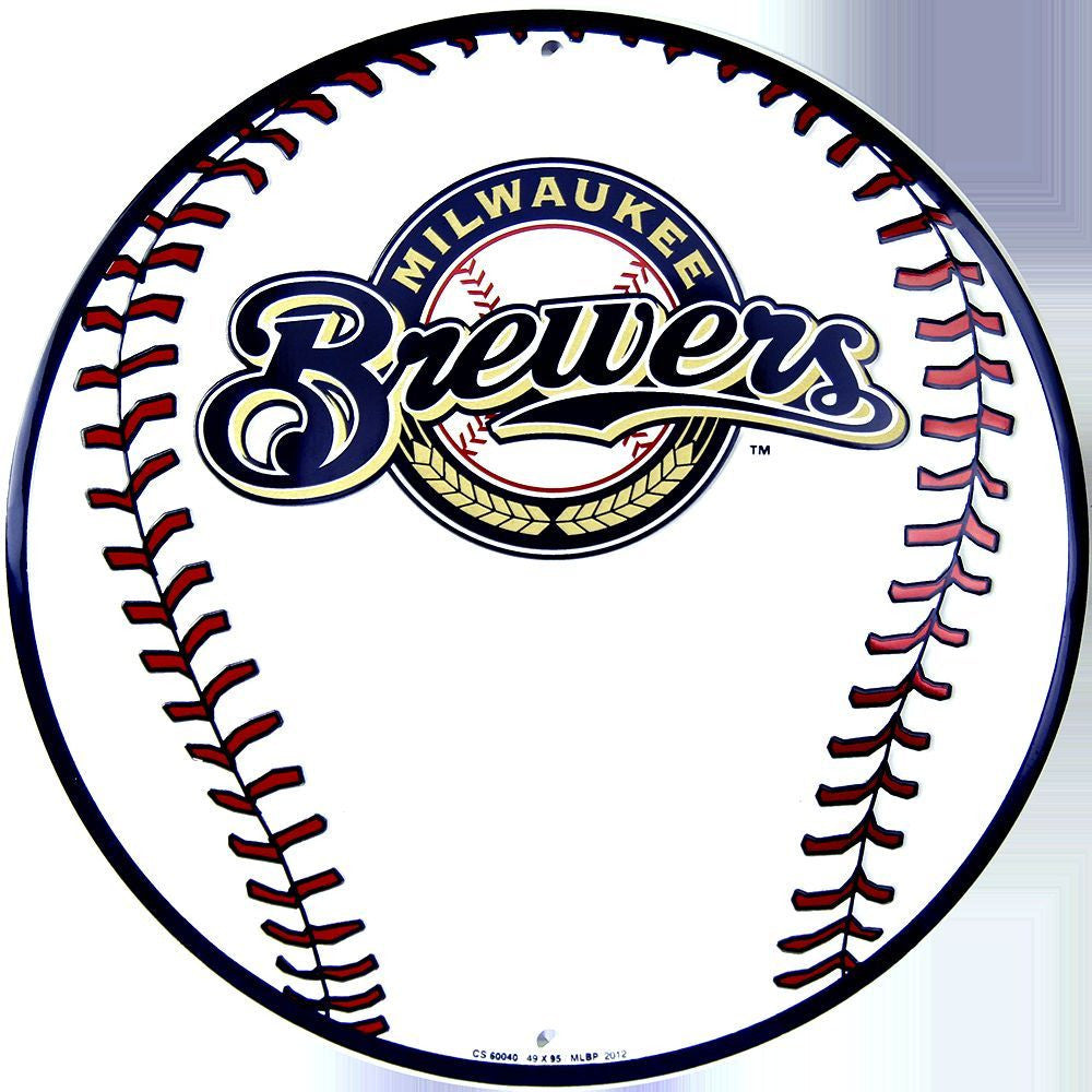 Milwaukee Brewers Round Baseball Sign