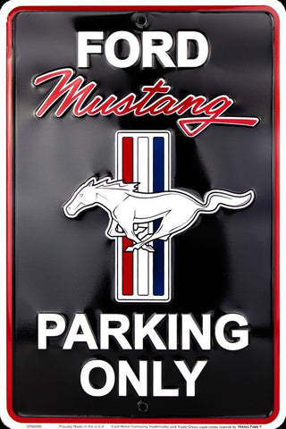 Ford Mustang Legendary Muscle Metal Sign 12 X 18" Red Large Embossed Man Cave
