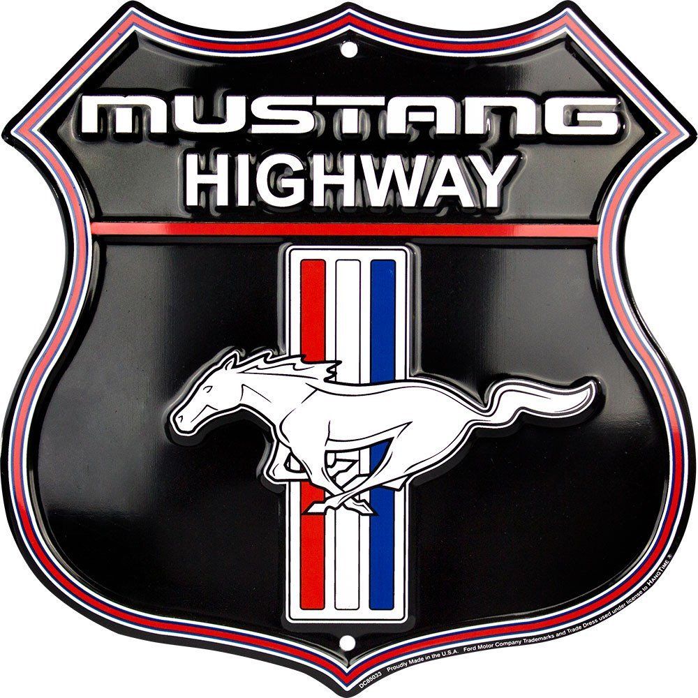 Mustang Highway Metal Embossed Shield