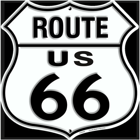 Us Route 66 11 X 11" Shield Metal Tin Embossed Bullet Distressed Sign Garage