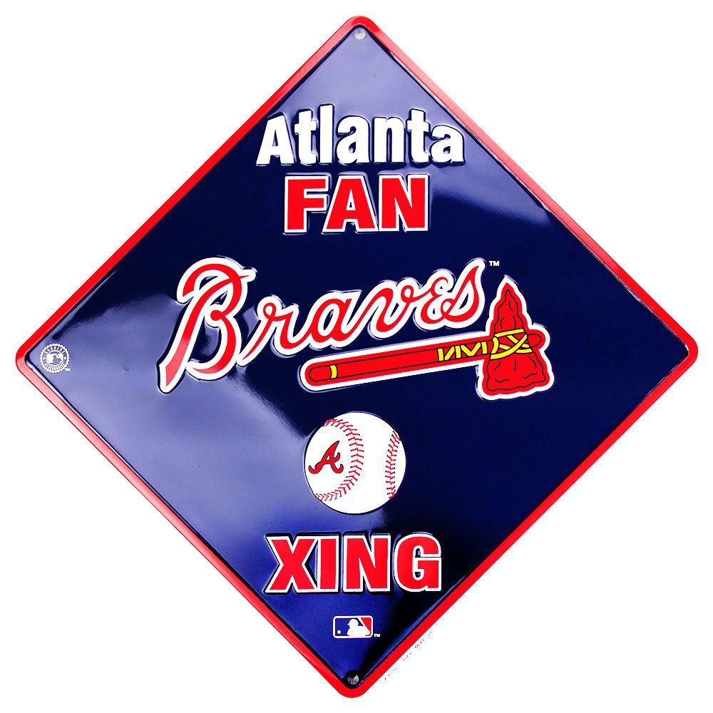 Atlanta Braves 12 X 12" Embossed Metal Fan Xing Crossing Sign