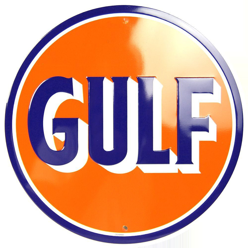 Gulf Oil Gasoline Round Tin Sign