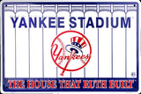 New York Yankees Stadium Embossed Metal Sign The House That Ruth Built
