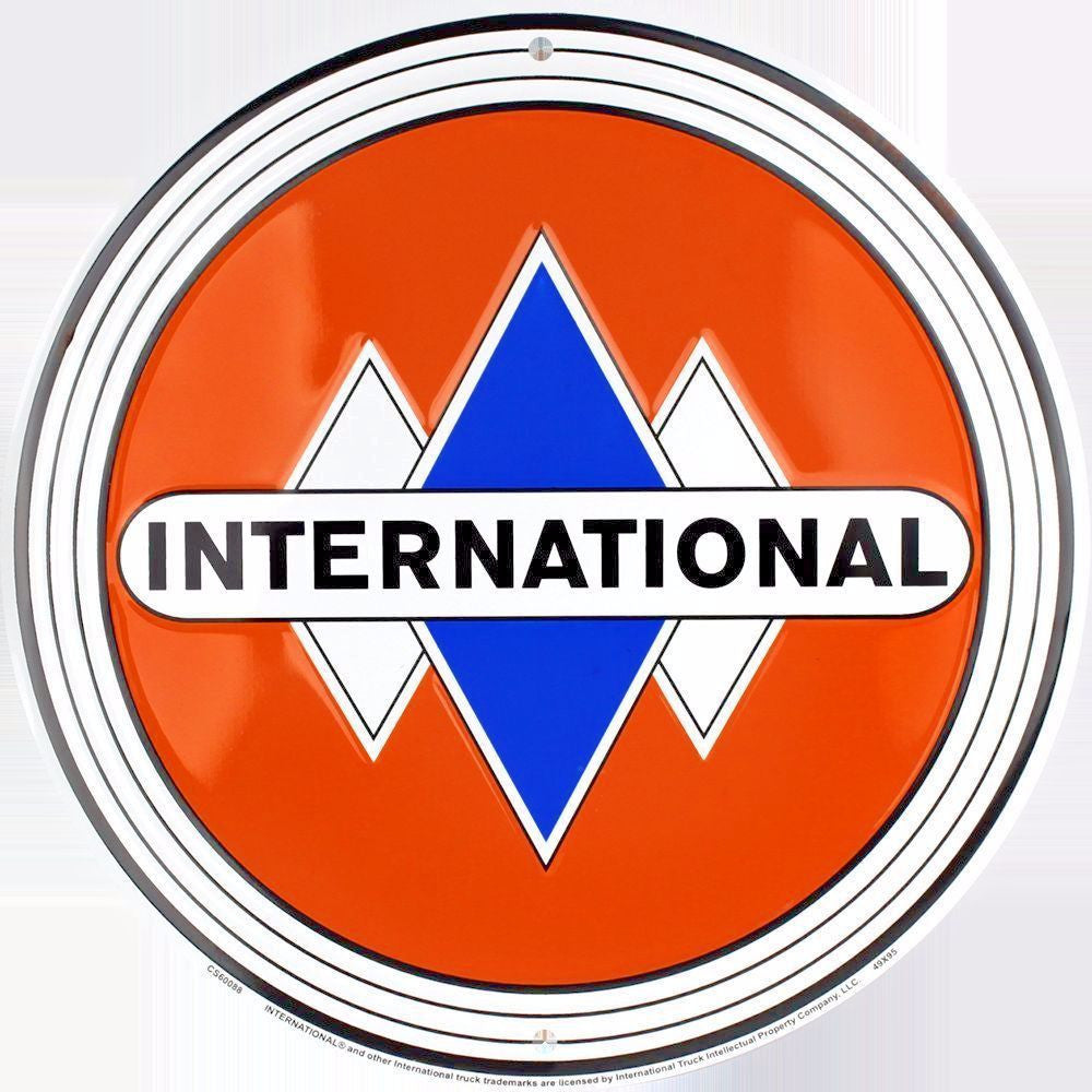 International Truck Round Metal Retro Sign