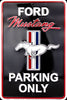 Ford Mustang Parking Only Metal Embossed Sign Pony Logo Black
